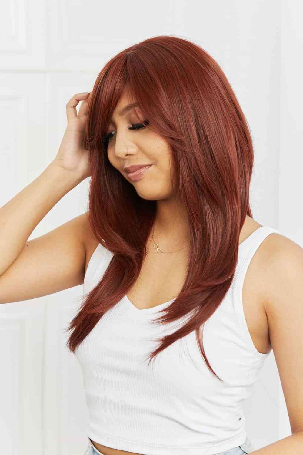 Red Mid-Length Wave Synthetic Wigs 20''