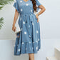 Plus Size Polka Dot Belted Flutter Sleeve Ruffle Hem Dress