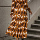 Printed Tied Pocketed Lantern Sleeve Dress