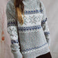 CozyWonders Geometric Mock Neck Dropped Shoulder Sweater