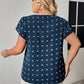 Plus Size Swiss Dot V-Neck Flutter Sleeve Tee