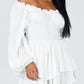 Alora Annie Off Shoulder Smocked Waist Romper
