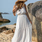 V-Neck Tie Shoulder Crochet Maxi Dress