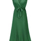 Tied Surplice Cap Sleeve Pleated Dress