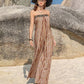 Tied Printed Tube Wide Leg Jumpsuit