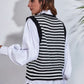 Striped Button Up V-Neck Sweater Vest