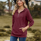Full Size Cable-Knit Zip-Up Hooded Blouse