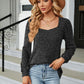 Full Size Tosha Ribbed Square Neck Long Sleeve T-Shirt