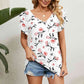 V-Neck Short Sleeve Blouse
