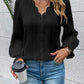V-Neck Lace Detail Flounce Sleeve Blouse