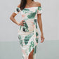 Women's Full Size Printed Off-Shoulder Split Dress