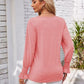 Smocked V-Neck Long Sleeve Blouse