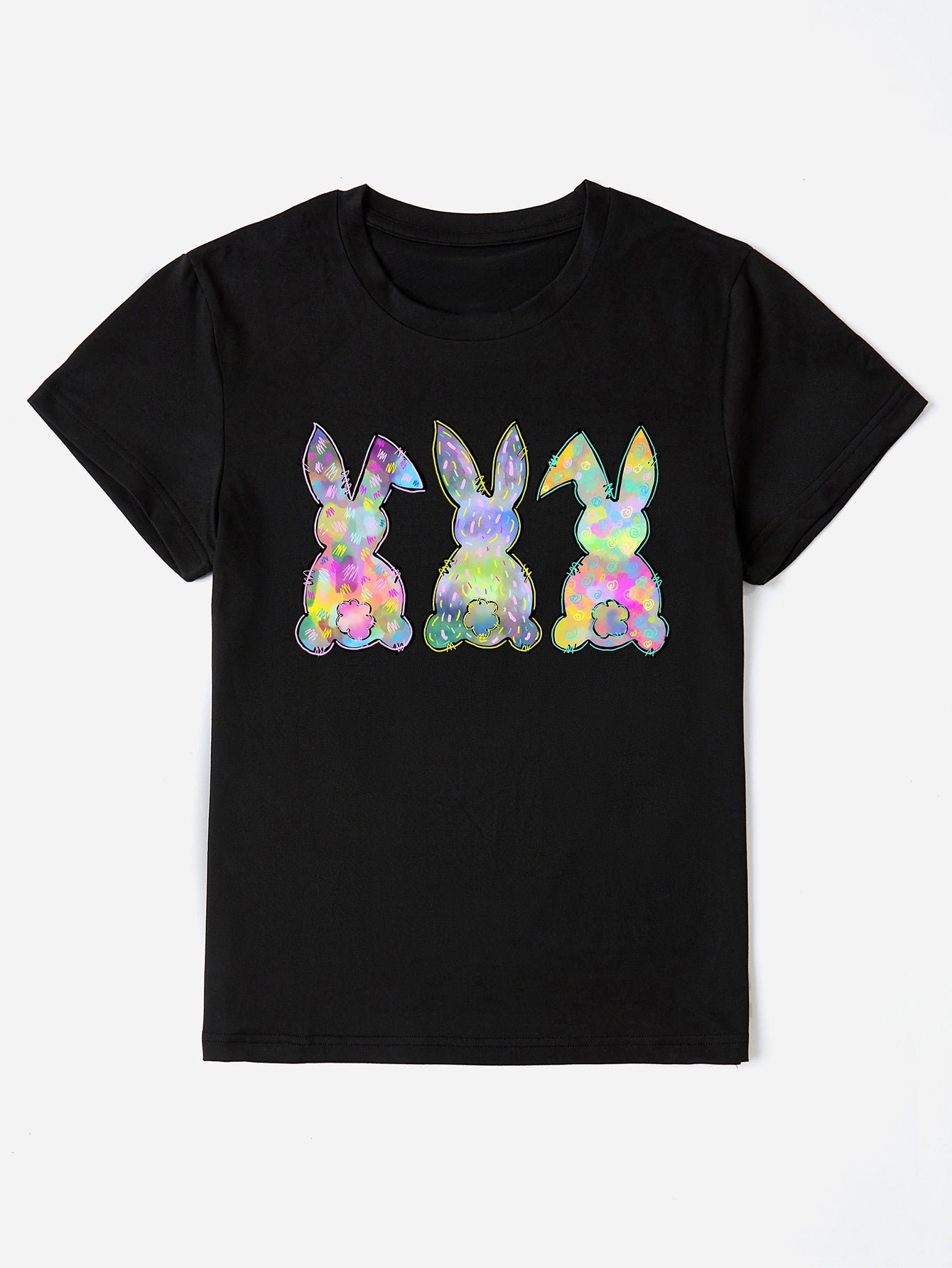 Rabbit Round Neck Short Sleeve T-Shirt