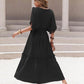 Tassel Trim Smocked V-Neck Short Sleeve Dress