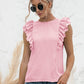 Malibu Dreams Round Neck Tied Open Back Flutter Sleeve Top