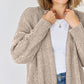 Cable-Knit Open Front Dropped Shoulder Cardigan