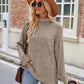 Laken Jay Ribbed Turtleneck Long Sleeve Slit Knit Top