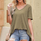 Women's Short Sleeved V-Neck Dropped Shoulder Tunic Top