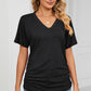 Ruched V-Neck Short Sleeve T-Shirt