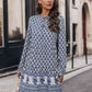 Printed Tie Neck Long Sleeve Dress