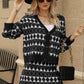 SavannahTree Geometric Dropped Shoulder Cardigan and Knit Skirt Set