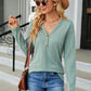 Full Size Cable-Knit Long Sleeve V-Neck T-Shirt