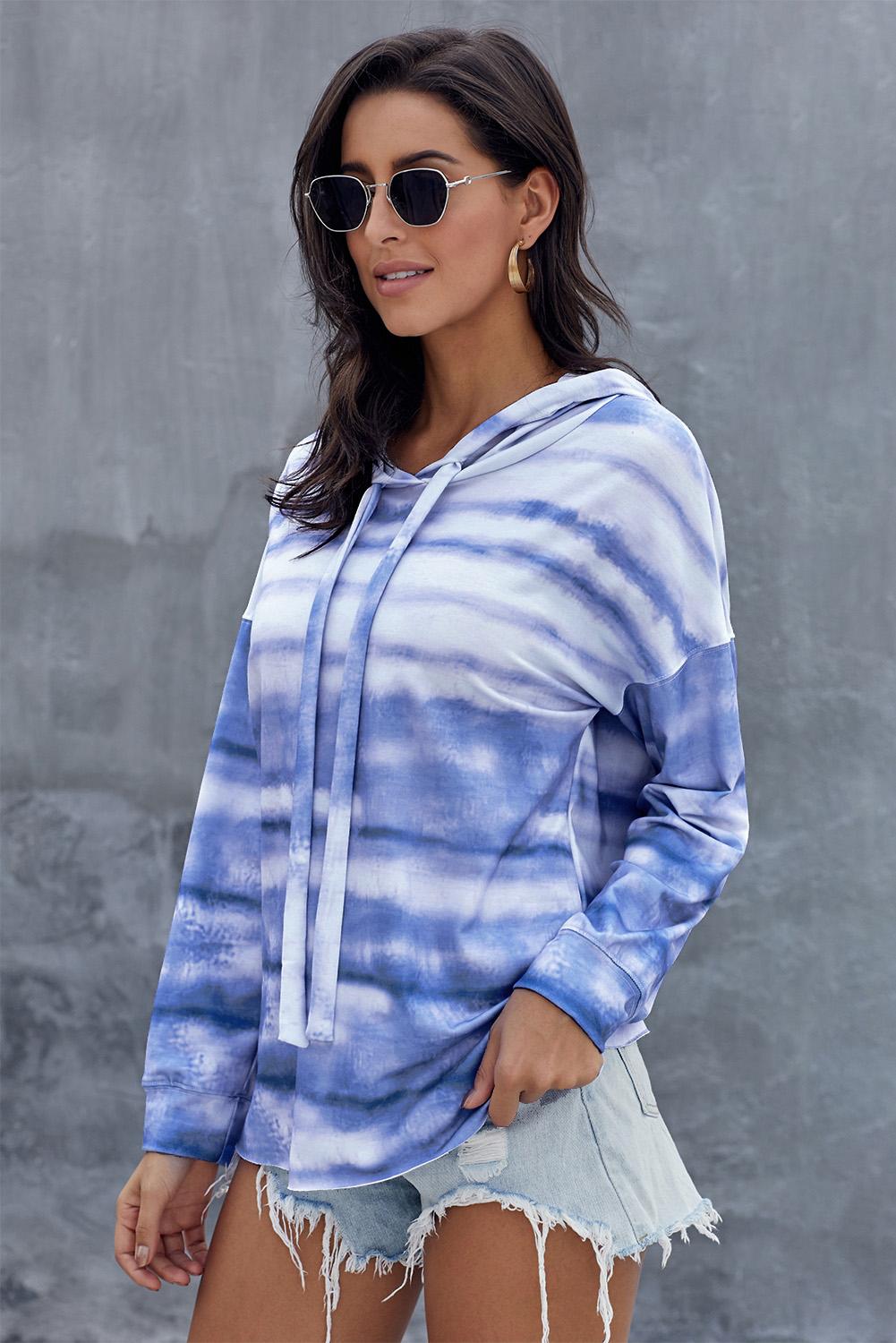 Sienna Full Size Tie Dye Long Sleeve Drawstring Hoodie