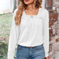 Ruched Square Neck Long Sleeve T-Shirt