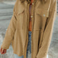 Pocketed Button Up Droppped Shoulder Jacket