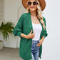 Openwork Open Front Lantern Sleeve Cardigan