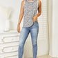 Double Take Full Size Printed Round Neck Beige Tank