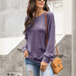 Quarter Button Dropped Shoulder Blouse