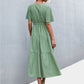 Women's Printed V-Neck Flutter Sleeve Belted Dress