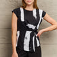 Printed Round Neck Short Sleeve Blouse