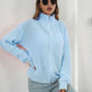 Turtleneck Zip Up Long Sleeve Knit Top