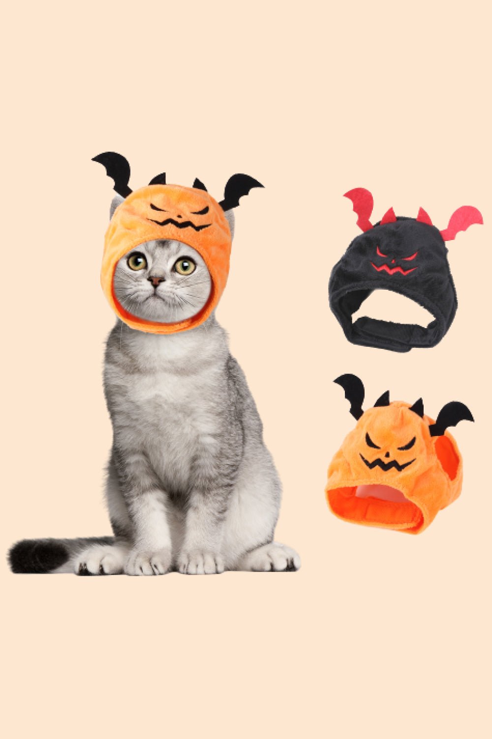 Halloween Pet 2-Pack Jack-O-Lantern with Bat Wings Costume Hat Set