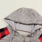 Plaid Half Snap Long Sleeve Hoodie