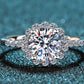 Women's 1 Carat Moissanite Rhodium-Plated Halo Ring