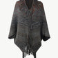 One Size Multicolored Fringe Trim Poncho