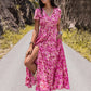 Floral V-Neck Slit Dress