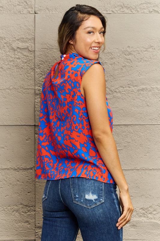 AMIEE LEAH Printed Round Neck Tank Top