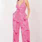 VERY J Printed Pleated Sleeveless Wide Leg Jumpsuit