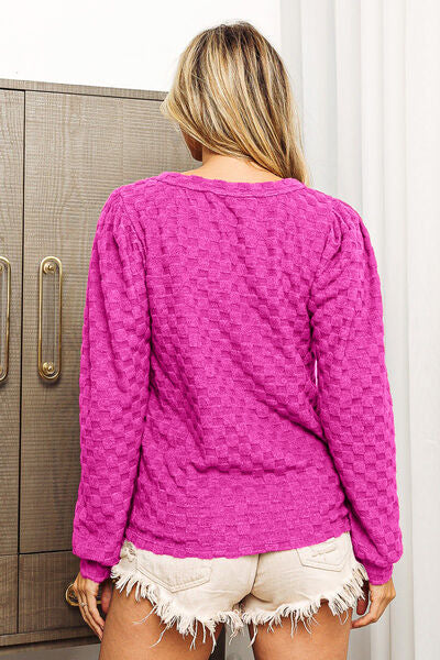 BiBi Round Neck Brushed Checker Top - Brand BiBi