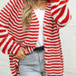 Striped Button Up Long Sleeve Cardigan
