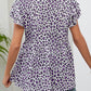 Leopard Round Neck Flutter Sleeve Babydoll Blouse