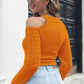 Brilliant Spark Cable-Knit Cold-Shoulder Sweater in Lavender, Blue or Pumpkin