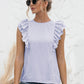 Malibu Dreams Round Neck Tied Open Back Flutter Sleeve Top