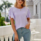 Full Size Eyelet Flutter Sleeve Round Neck Top