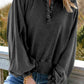 Full Size Quarter-Snap Collared Lantern Sleeve Sweatshirt