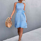 Printed Tie Waist Ruffle Hem Sleeveless Dress